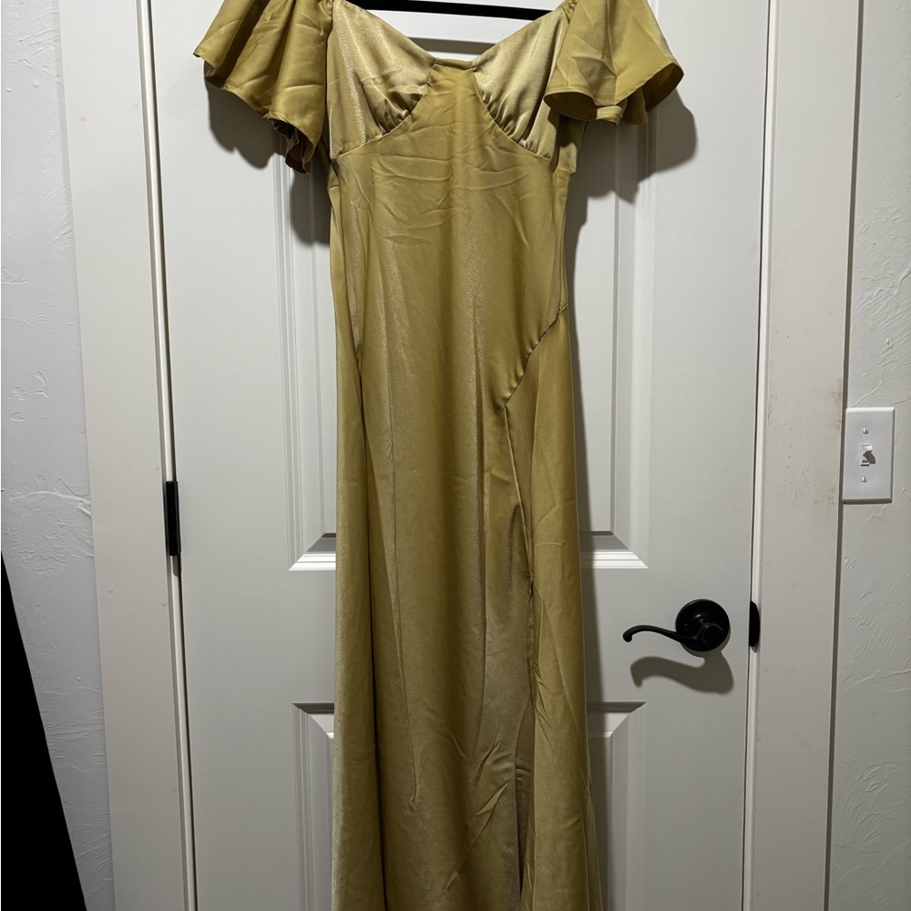 Elegant Off-Shoulder Satin Dress
